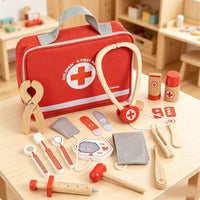 Wooden Pretend Care Kit Parent Child Interaction Wooden Pretend Care Kit Kids Doctor Play Set for Young Children