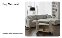 2-Tier Rolling Side Table Multi-Purpose 2-Tier Rolling Trolley for Small Areas