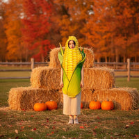 Corn Costume 3D Shape Corn Cosplay Outfit Roomy Fit Vegetable Role Play Costume for Families