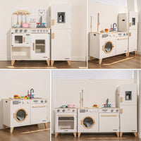 Wooden Pretend Play Kitchen Toy Set for Kids Cooking Role-Play Gift for Girls