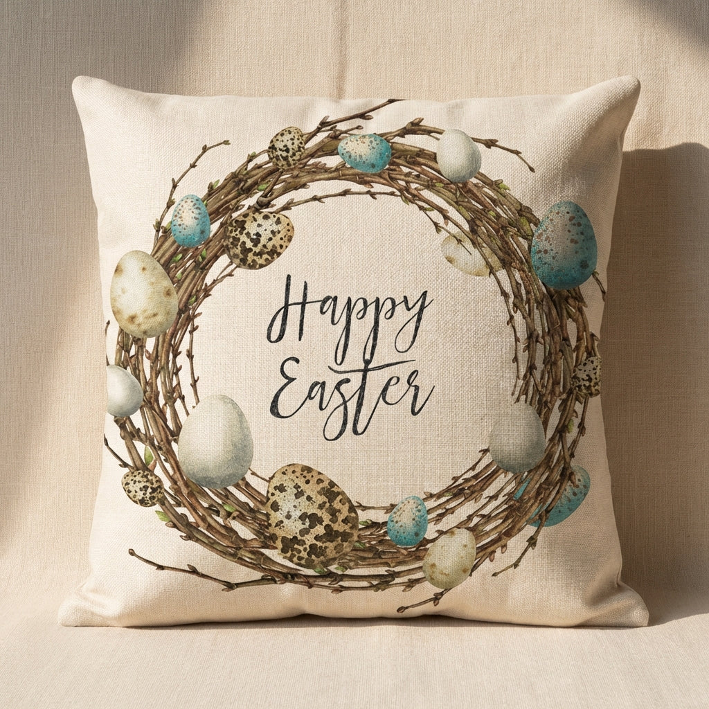 Easter Pillow Cover Nordic Design Pillow Cover Invisible Zipper Motif Pillowcase for Families, Homeowners, Sofa, Living Room, Bedroom