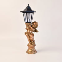 Resin Cherub Statue with Lantern Weather-Resistant Angel Statue with Lantern Dusk to Dawn Sculpture Sculpted for Patio, Lawn