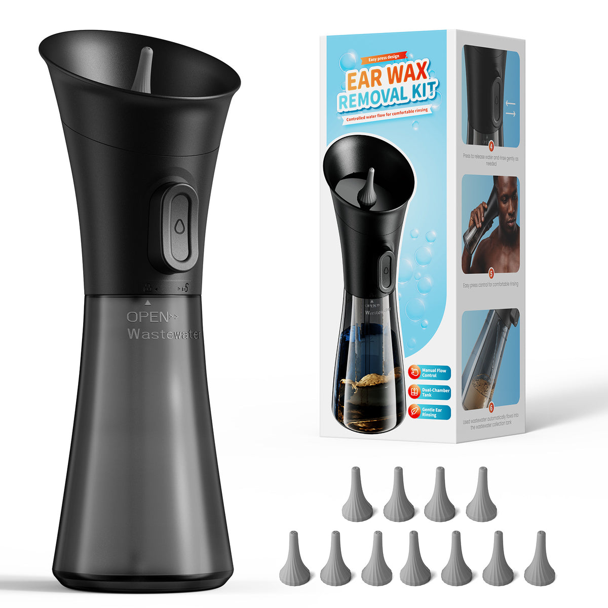 Electric Ear Cleaner with Ear Scoop Set, Black (Design Patent)