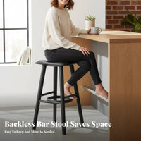Backless Wooden High Stool Anti-Scratch Foot Pads Wooden Saddle Seat Stool