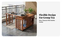 1 Piece Solid Wood Kung Fu Tea Table Wooden Tea Ceremony Furniture Space Saving Design Mortise and Tenon Joinery Suitable for Balcony Patio Study Homeowners Adults
