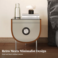 C-Shaped Snack Table Movable Nightstand With Storage Shelf for Bedroom, Students