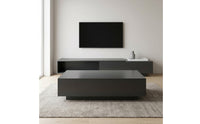 Rectangular Coffee Table Black Low-Profile Coffee Table Modern Furniture for Living Room, Apartment, Lounge