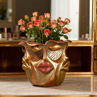 Abstract Face Planter Resin Home Decor Rounded Body