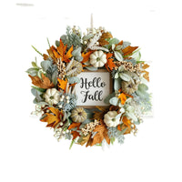 Realistic Pumpkin and Maple Leaf Wreath for Autumn Farmhouse Thanksgiving Decoration