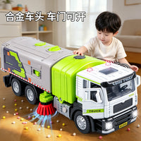 Alloy Automatic Sweeper Truck and Garbage Transport Vehicle Model