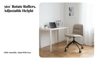 Armless Rolling Chair Height Adjustable Swivel Seat Nordic Design for Study Room