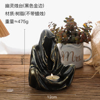 欧式幽灵巫师香薰蜡烛摆件烛台艺术复古小众创意稀奇古怪派对摆设 巫师蜡烛台-黑色扫银