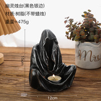 欧式幽灵巫师香薰蜡烛摆件烛台艺术复古小众创意稀奇古怪派对摆设 巫师蜡烛台-黑色扫银