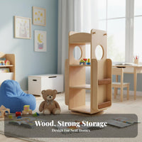 Rotating Book Shelf Large Capacity Bookshelf Stable Base for Apartment, Children