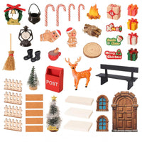 43 Pieces Mini Christmas Scene Set Mixed Material Seasonal Decoration Detailed