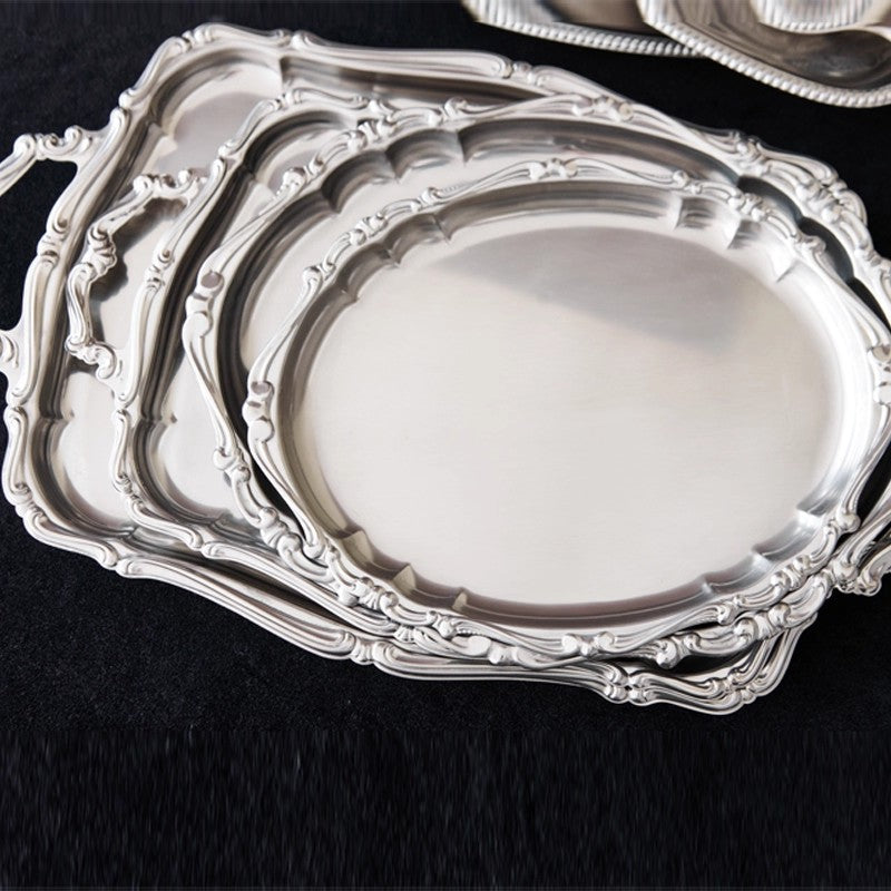 Motta Silver Stainless Steel Oval and Rectangular Tray