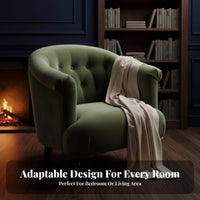 Button-Tufted Armchair Vintage Inspired Button-Tufted Club Chair Sturdy Wood Legs High Rear Design for Homeowners