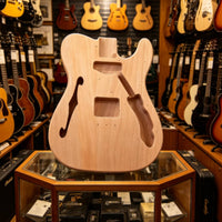 Guitar Body with F-Hole Contoured Instrument Part Unfinished for Luthier