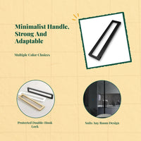 Sliding Glass Door Handle, Super Narrow Double Hook Mortise Lock, Modern Minimalist Pull, Protected Kitchen Pane Patio