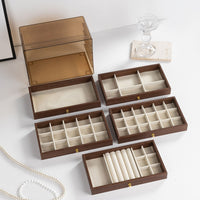 Walnut Five-Layer Chinese Style Jewelry Storage Box for Rings, Bracelets, Earrings, and Necklaces