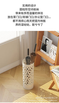 Iron Umbrella Stand with Hollow Design for Home Entryway