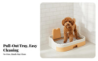 Drawer Design Dog Toilet Keeps Paws Hygienic Pet Potty Pan with Mess Containment Guard Puppy Training Toilet with Mesh for Small Dogs, Apartment