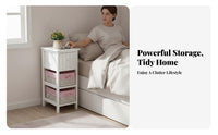 Narrow Rattan Nightstand Space-Saving Side Cabinet Minimalist and design for Students