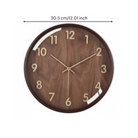 Wooden Wall Timepiece Solid Wood Quiet Wall Timepiece 3D Numbers for Living Room