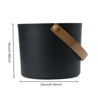 Black Sauna Pail with Bamboo Handle Traditional Design for Steam Room