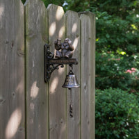 Mythical Being Wall Bell Rustic Decorative Bell with Bracket Novelty Decor for Cabin, Porch, Game Room