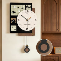 Retro Wall Clock Decorative Retro Wall Clock with Pendulum Analog for Entryway