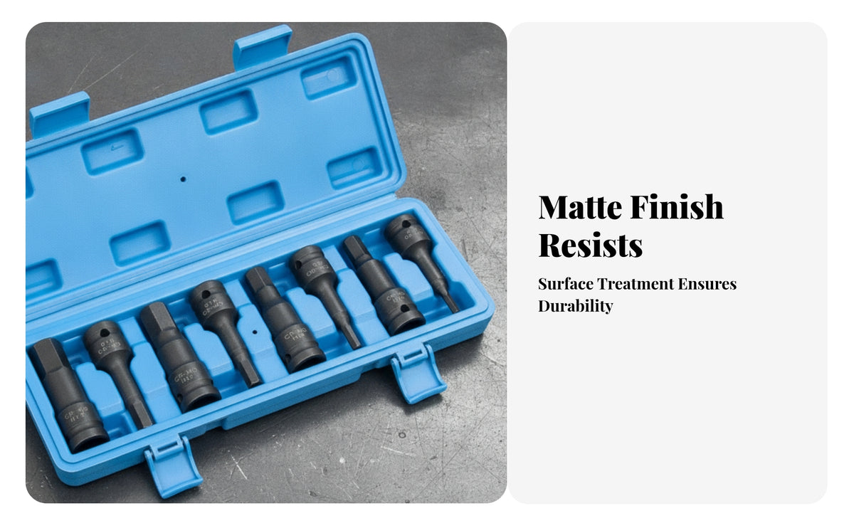 8 Pieces Recessed Opening Chrome Molybdenum Impact Socket Set Blue Storage Case Hex Impact Socket Set