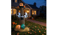 Lighted Inflatable Tree with Pumpkin Head Outdoor Halloween Inflatable Decoration Bright Spooky Tree with Pumpkin Ghost Sturdy for Yard