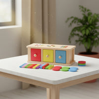 Educational Shape Sorter with Drawers Easy to Grasp Drawer Box with Shape Blocks Safe Child-Led Learning Drawer Toy Sensory for Preschoolers, Toddlers, Kids, Classroom, Playroom