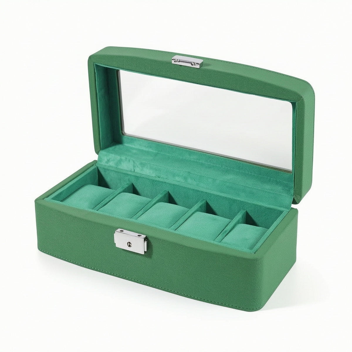 5-Slot Watch Box Velvet Lined Watch Box with Window Dustproof for Dresser
