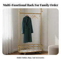 Rolling Clothes Rack Freestanding Wardrobe Stand Minimalist design for Entryway