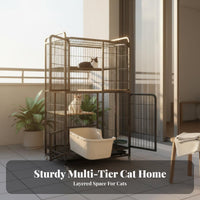 Cat Cage Litter Box Large Indoor Cat House Rolling Cat Playpen Waste Containment Unit Foldable Structure Secure Door Locks Suitable for Gift Giving Home Decoration