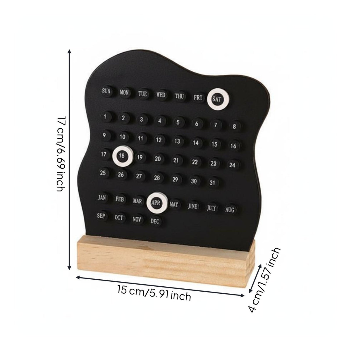 Wooden Desk Calendar Style Desktop Standing Calendar Minimalist Desktop Date Board for Office, Study Room
