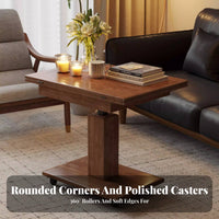 Adjustable Height Rolling Table Movable with casters Household Furniture Space-Saving Foldable surface for Living Room, Bedroom