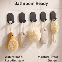 Adhesive Hooks for Wall Heavy Duty, Strong Sticky for Kitchen Waterproof, Stainless Steel No Drill for Renters Dorm Room