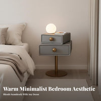Rotating 2-Drawer Side Table Light Luxury Bedroom Furniture Space-Saving
