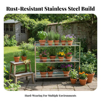 Multi-Tier Rolling Plant Shelf With Wheels Multi-Tier Rolling Trolley Sturdy Duty Raised Edges for Gardeners, Balcony, Indoor