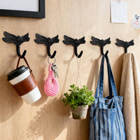 Black Dragonfly Coat Hook Long-Lasting Metal Home Decor Heavy Duty for Entryway