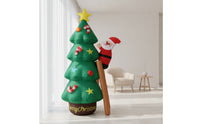 Inflate Inflatable Christmas Tree with Santa Giant Inflatable Christmas Tree Built-in Fan Outdoor Decoration Quick Inflation for Homeowners, Families, Yard, Lawn, Garden, Porch