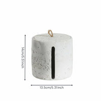 Travertine Style Tissue Canister Minimalist Design Cylindrical Tissue Box Material Washroom Organizer for Living Room