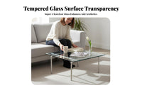 Clear Glass Surface Metal Frame Table Modernist Design Movement Cylindrical Frame Glass Table Minimalist Design Modern Look