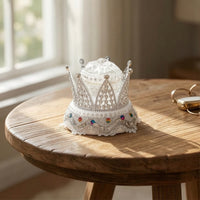 Faceted Crown Band Box Ornate Band Box with Clear Lid Compact Display Case with Clear Lid for Proposal, Wedding, Valentine's Day
