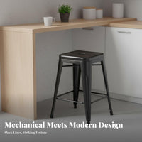 Backless Metal Stool Industrial Aesthetic Bar Chair Multiple Colors Available