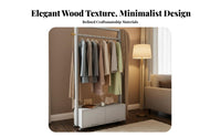 Rolling Clothing Rack Stable Frame Mobile Clothes Rail with Storage Cabinet Portable Easy Assembly for Bedroom, Entryway, Closet