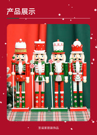 38cm Candy Series Cake Head Nutcracker Wooden Christmas Decoration